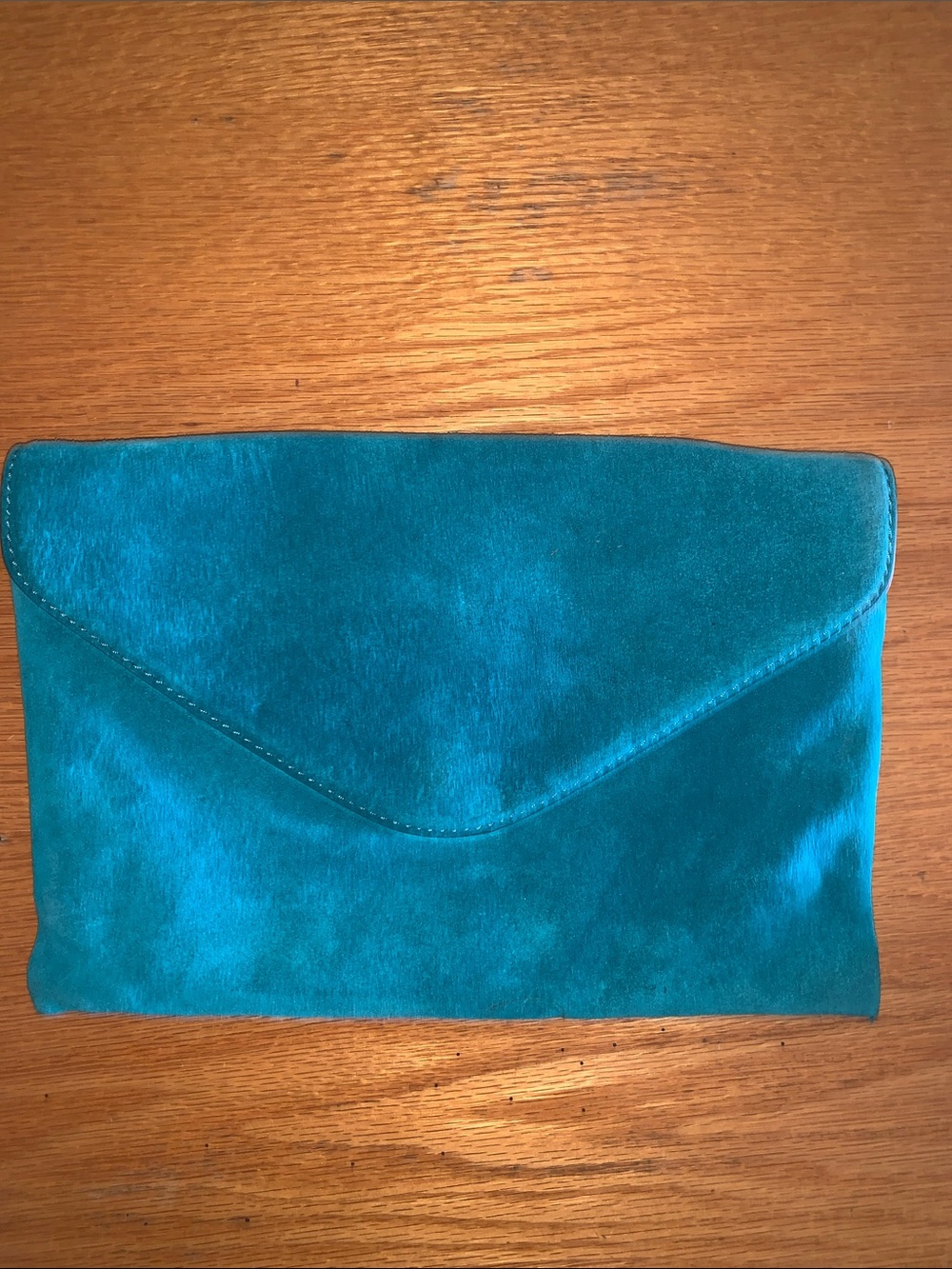 Turquoise Suede Roughout Envelope Clutch